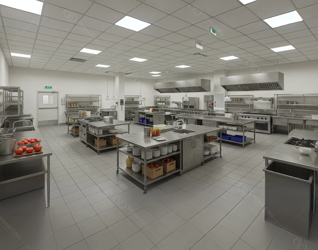 Dịch vụ thiết kế bếp ăn tập thể căn tin nhà máy tại Bếp Toàn Cầu
