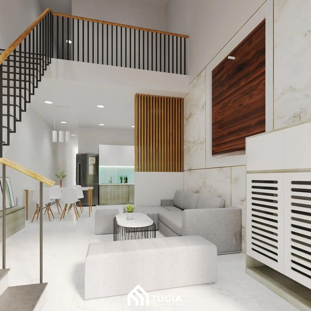 thiet ke bep canh cau thang 2