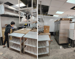 khu bep chinh duoc lap dat hoan thien