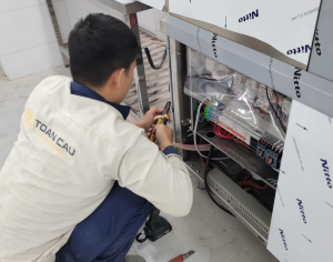 Lắp đặt thiết bị bếp chó trường mầm non Lâm Tiên