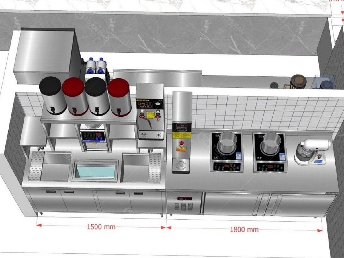 Bản vẽ 3D quầy pha chế inox cho Bar