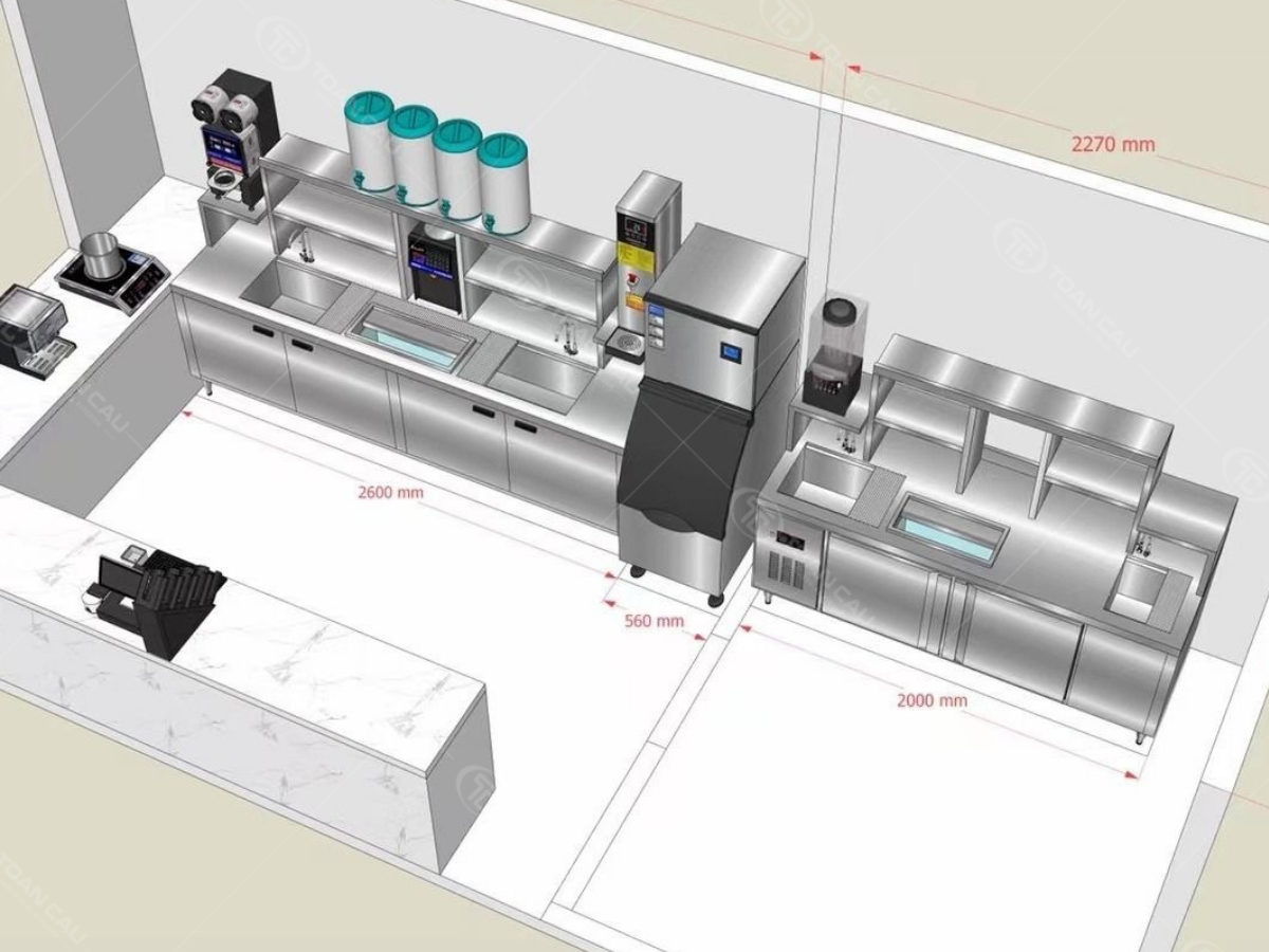 Bản vẽ 3d giải pháp thiết kế quầy bar tại Bếp Toàn Cầu