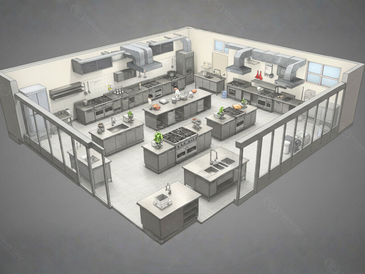 Hình ảnh bản vẽ thiết kế bếp công nghiệp bình dương do Bếp Toàn Cầu thiết kế