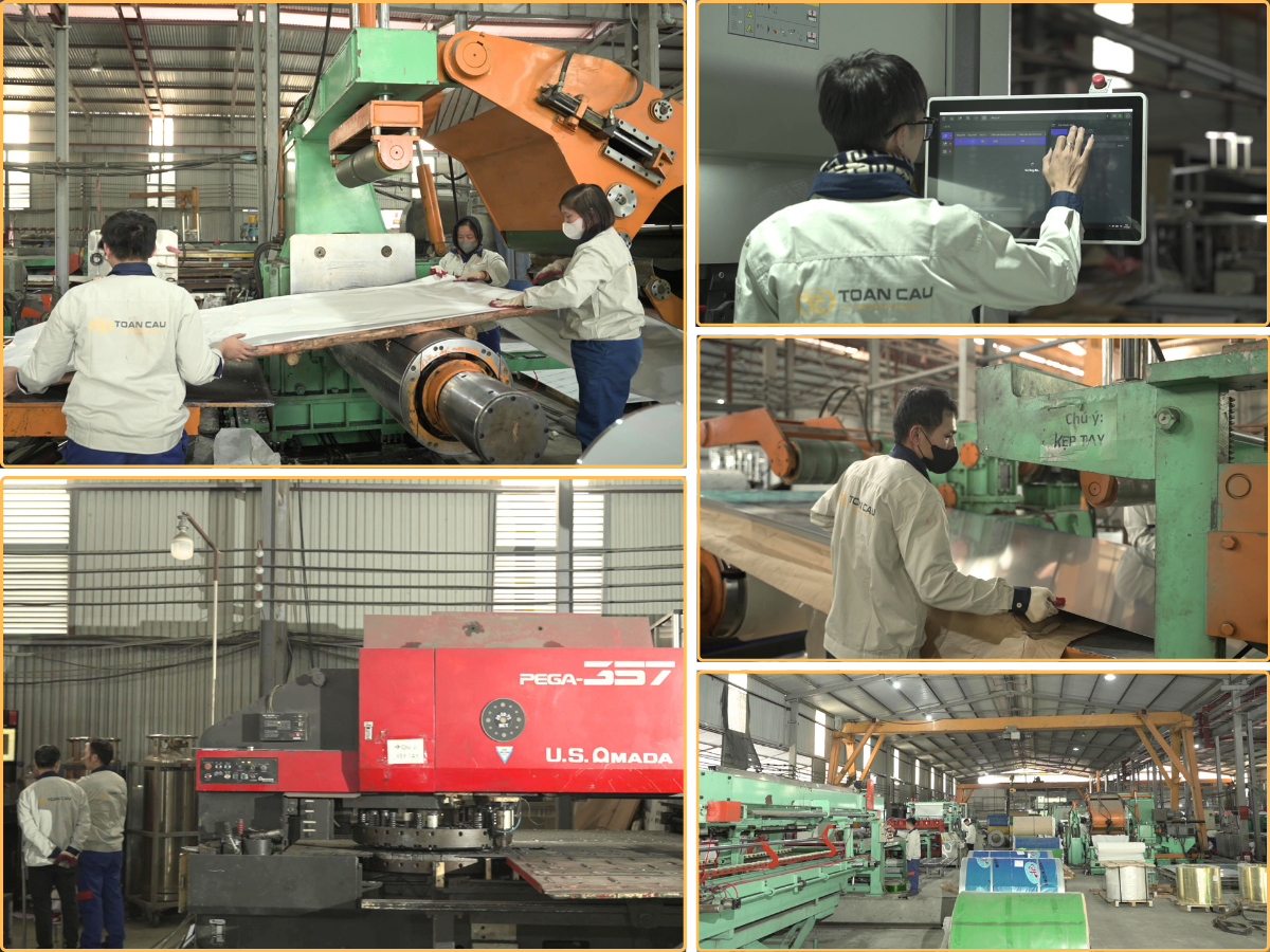 Hình ảnh xưởng gia công sản xuất hệ thống hút mùi bếp công nghiệp