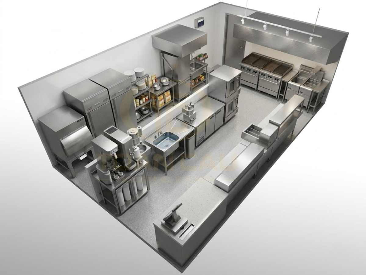 Quầy tủ thiết bị inox bếp nhà hàng