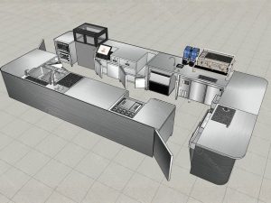 Bản vẽ 3d thiết kế quầy bar dự án quầy pha chế Cà Kể cửa trước