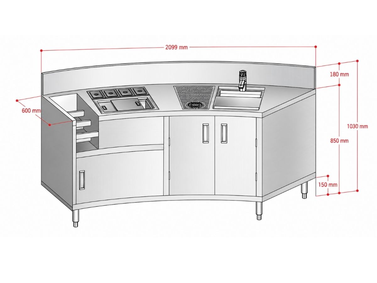 Giải Pháp Module Quầy Pha Chế Inox cho bar, cafe 5 Bản vẽ quầy pha chế inox