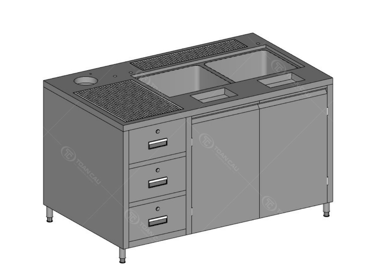 Giải Pháp Module Quầy Pha Chế Inox cho bar, cafe 7 Bồn rửa quầy bar được thiết kế tích hợp trong tủ inox pha chế