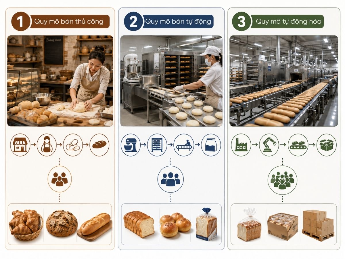 Dây Chuyền Sản Xuất Bánh: Cấu Hình Và Quy Trình Tối Ưu 5 dây chuyền sản xuất bánh theo quy mô nhỏ vừa và lớn
