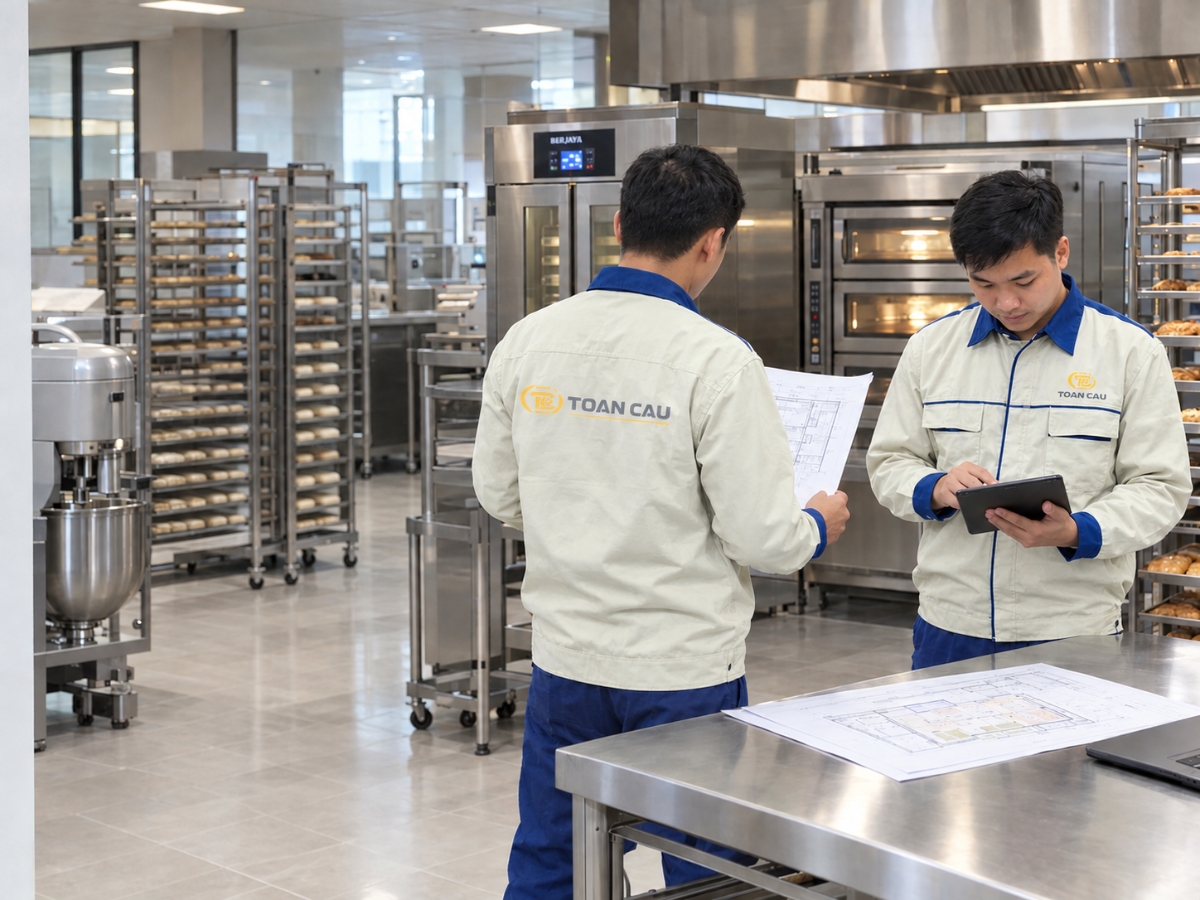 Bếp Bánh Trong Khách Sạn: Tiêu Chuẩn Thiết Kế Và Bố Trí Thiết Bị Chuẩn Vận Hành 7 Đội ngũ kỹ sư khảo sát và thi công bếp bánh khách sạn