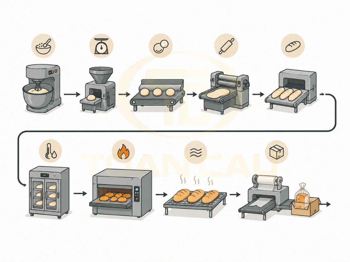 Dây Chuyền Bánh Mì: Quy Trình Sản Xuất Và Giải Pháp Tự Động Hóa 3 Quy trình sản xuất bánh mì