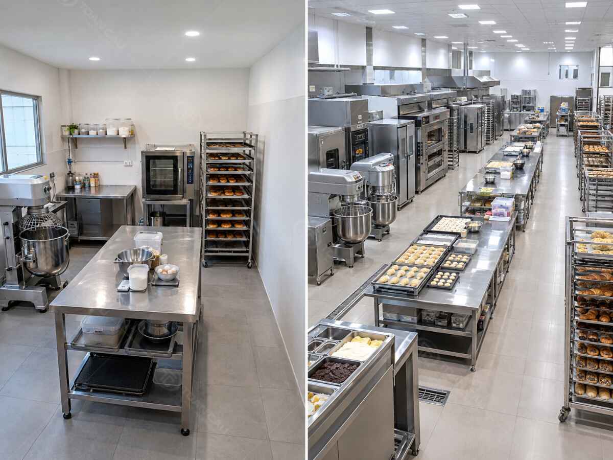 Bếp Bánh Trong Khách Sạn: Tiêu Chuẩn Thiết Kế Và Bố Trí Thiết Bị Chuẩn Vận Hành 2 So sánh quy mô bếp bánh tiệm bánh và bếp bánh khách sạn