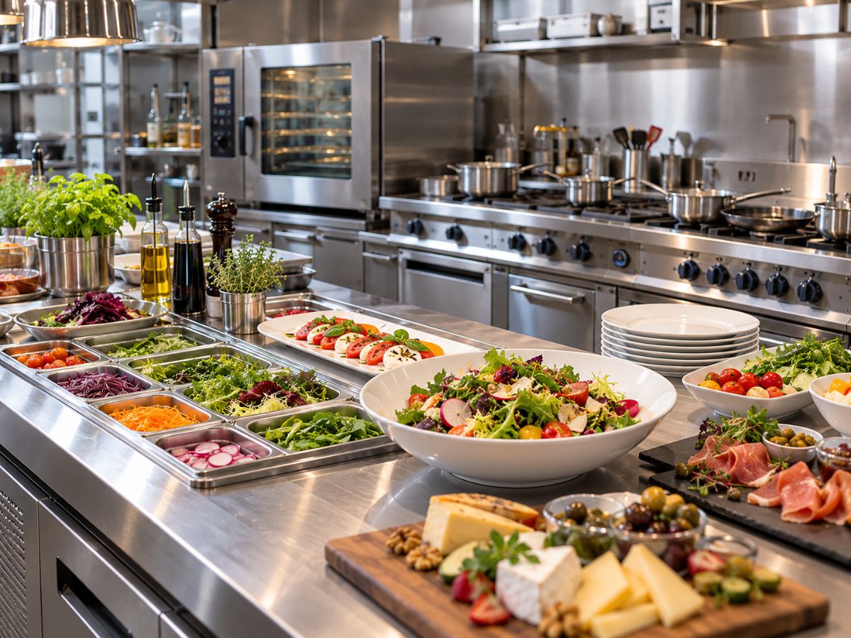 Thực Đơn Nhà Hàng Âu Cần Những Thiết Bị Bếp Nào? 3 Khai vị và salad cần thiết bị giữ lạnh ngay tại chỗ để rau củ luôn tươi khi lên món.